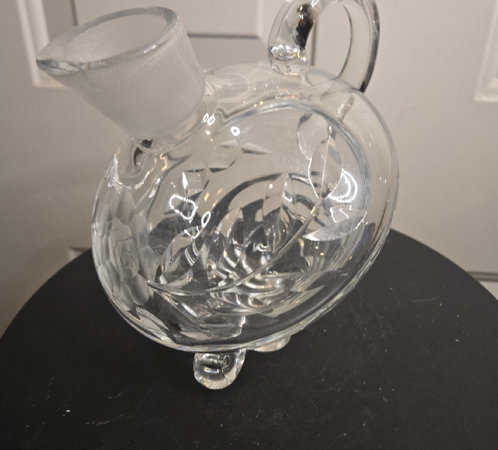 Vtg Hand Cut Genuine Lead Crystal Glass Decanter w Handle Made Germany - Picture 7 of 10
